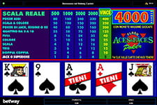 Il videopoker Aces and Faces del casinò Betway.