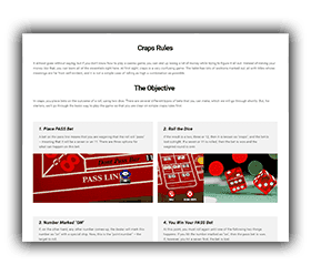 A sheet detailing the basic rules of craps.