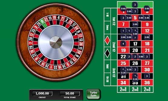 The 20p Roulette online game wheel.