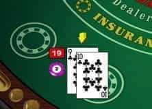 A hand of Super Fun 21 on a green table.