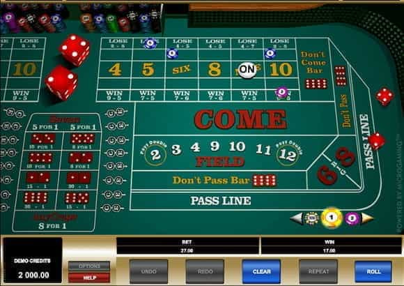 The Vegas Craps online casino game.