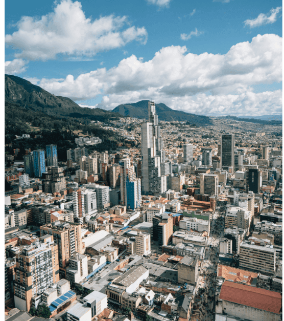 An aerial look at Bogotá’s skyline.