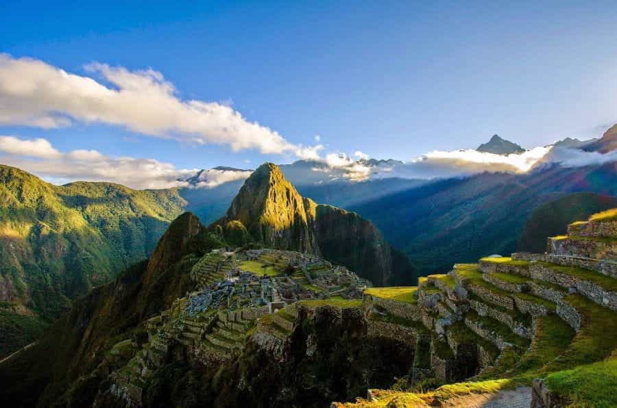 Machu Picchu on a sunny day.
