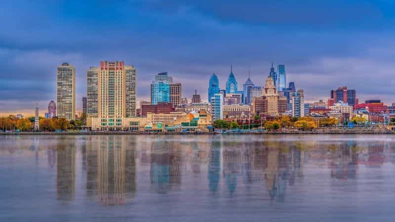 The skyline of Philadelphia, Pennsylvania.