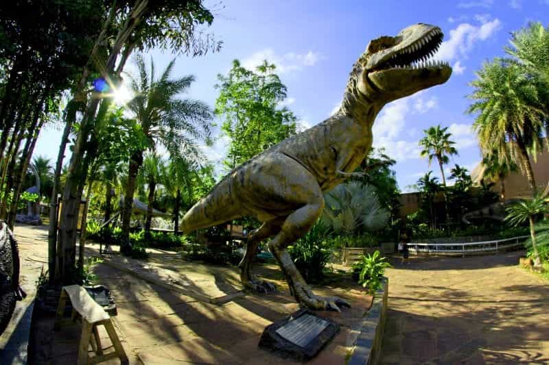 A statue of a Tyrannosaurs Rex dinosaur.