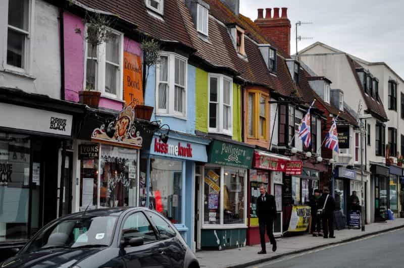 A shopping street in the UK.