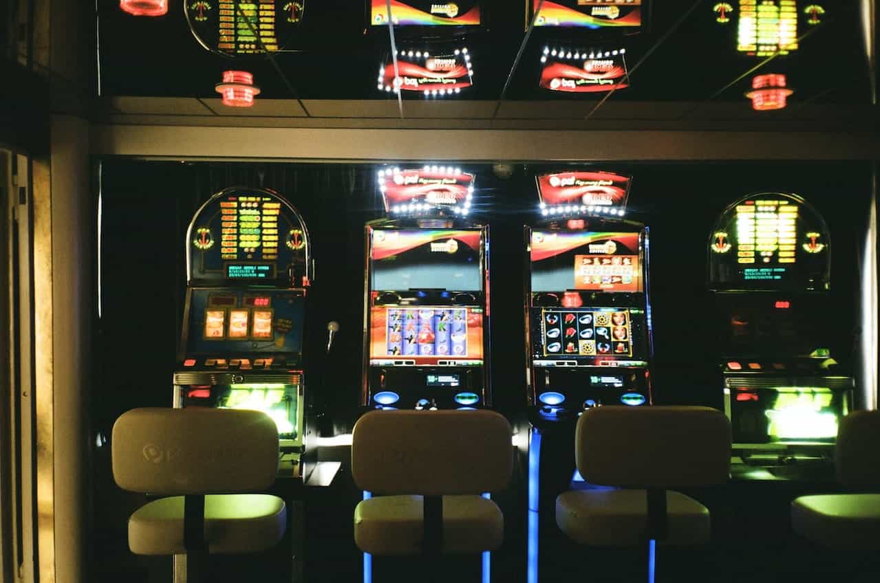 Gambling terminals in a betting shop.