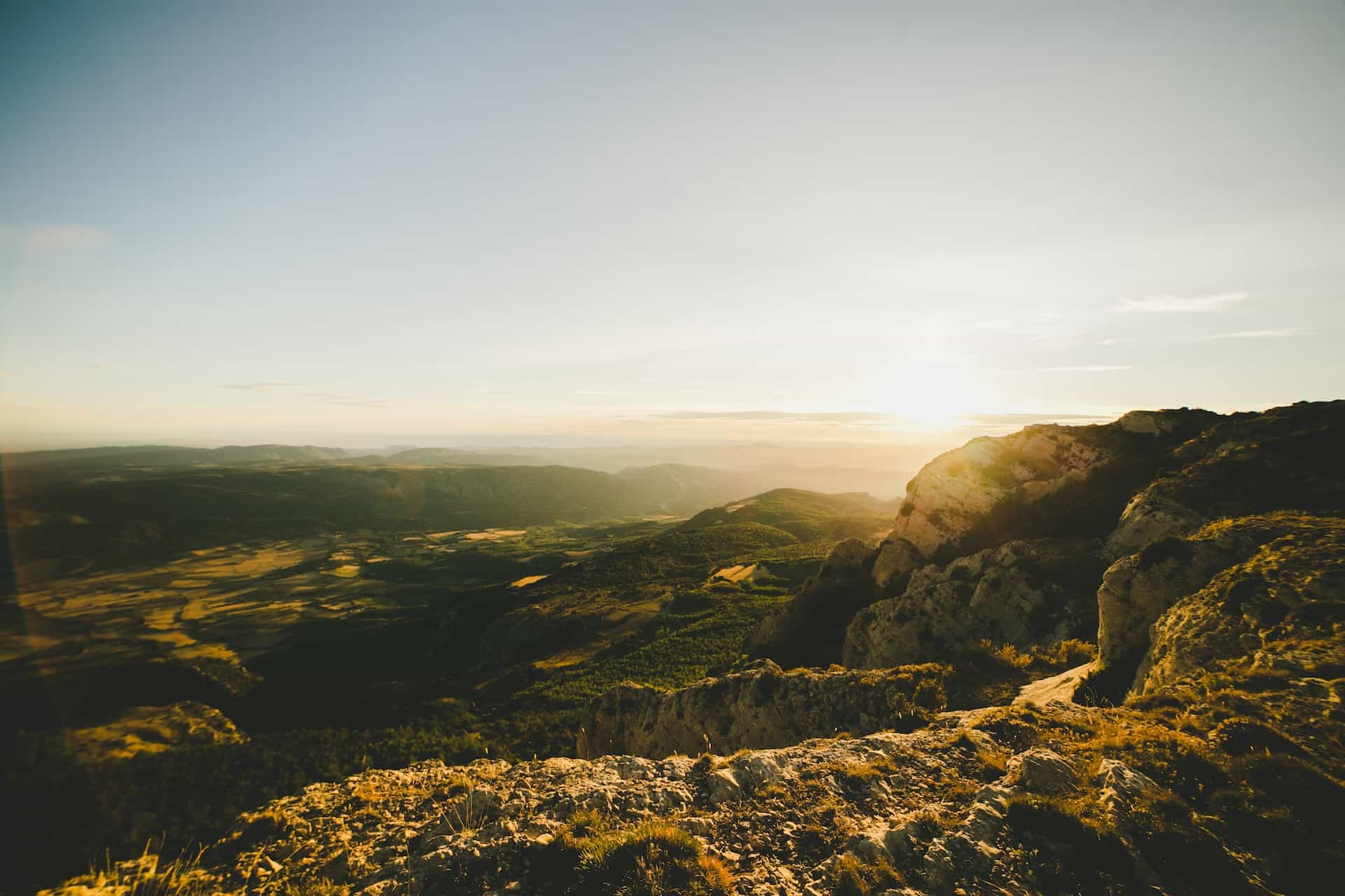 Natural landscapes of hills and valleys in Catalonia, Spain.