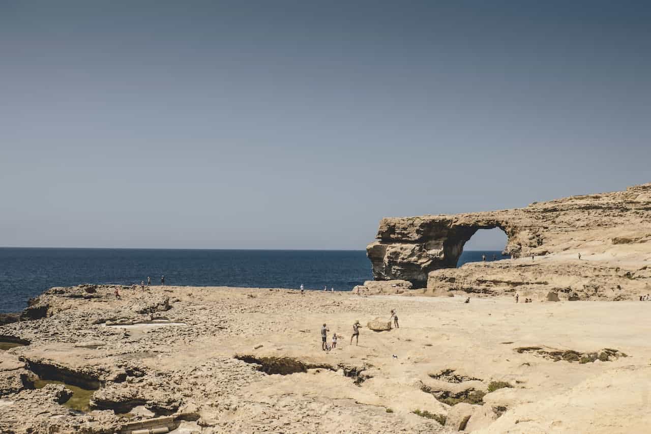 A rocky terrain near the sea.